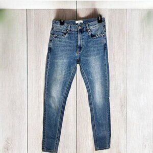 Arne Women's Cotton Stretch Medium Wash Blue Denim Skinny Ankle Jeans Size 30